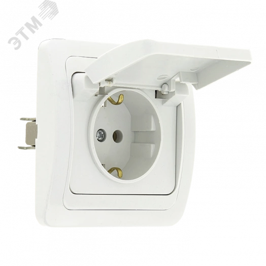 Лондон Розетка с заземлением и крышкой 16А белая