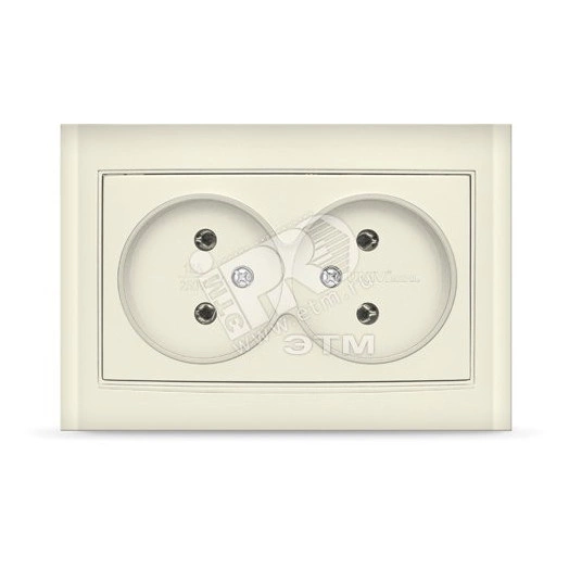 Розетка Бриллиант двойная без заземления с защитной шторкой слоновая кость
