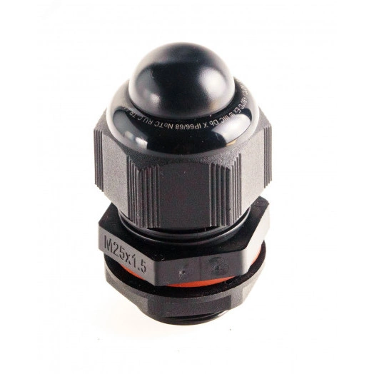 Кабельный ввод взрывозащищенный М25х1,5 с уплотнением  для небронированного силового кабеля ?10-18мм,  с уплотнительным кольцом и контргайкой, полиамид