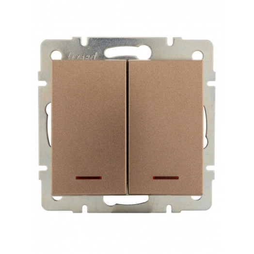 Выключатель RAIN двойной с подсветкой бронза матовая механизм