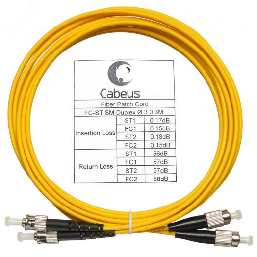 Шнур оптический duplex 3м FC-ST 9/125 sm  LSZH FOP(d)-9-FC-ST-3m