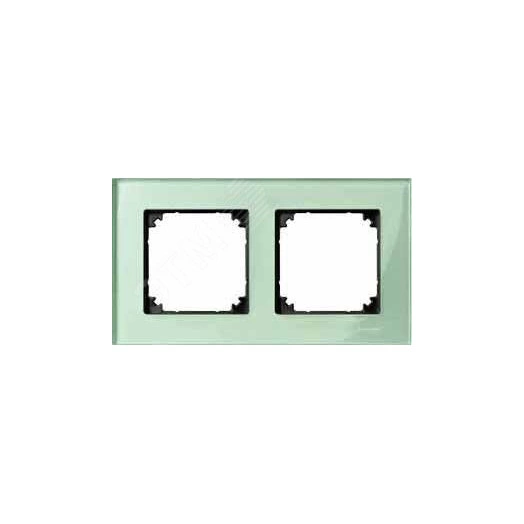 Рамка 2 поста стеклянная изумруд