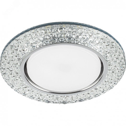 Светильник ДВО-15w GX53 без лампы со светодиодной подсветкой 4000К прозрачный хром