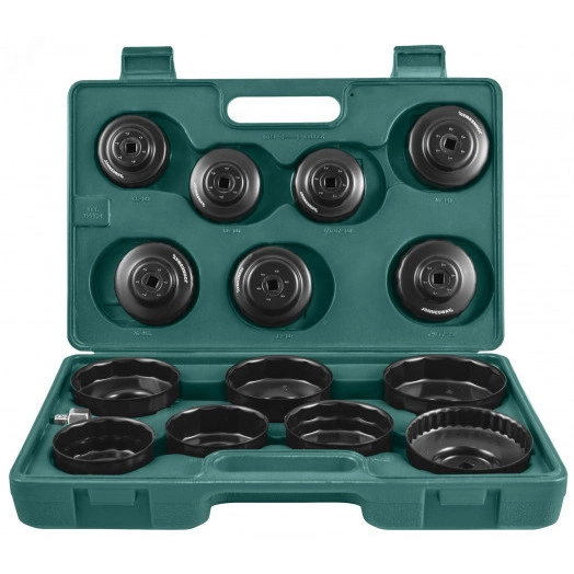 Комплект чашек для съема масляных фильтров 65-100 мм, 15 предметов