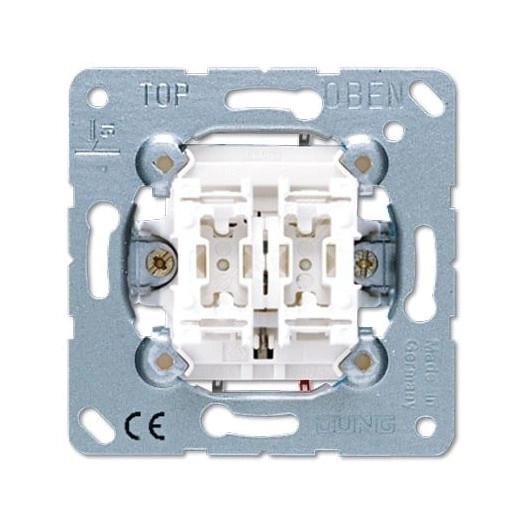 Кнопка без фиксации для жалюзи 2-клавишная однополюсная (1 двигатель). Механизм. 10A 250V