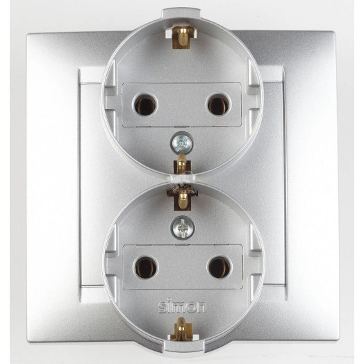 Розетка двойная 2Р+Е Schuko, 16А, 250В, винтовой зажим, алюминий