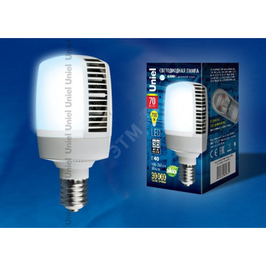 Лампа светодиодная LED 70вт 100-265в E40 6500К M105 матовая