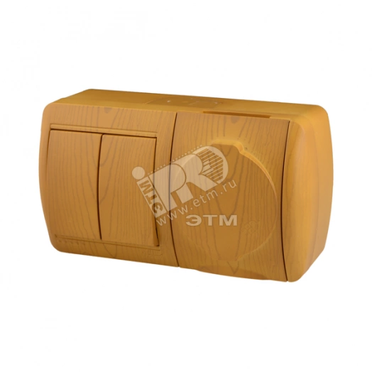 Ната Выключатель х2 +розетка с/з с/кр ольха гориз