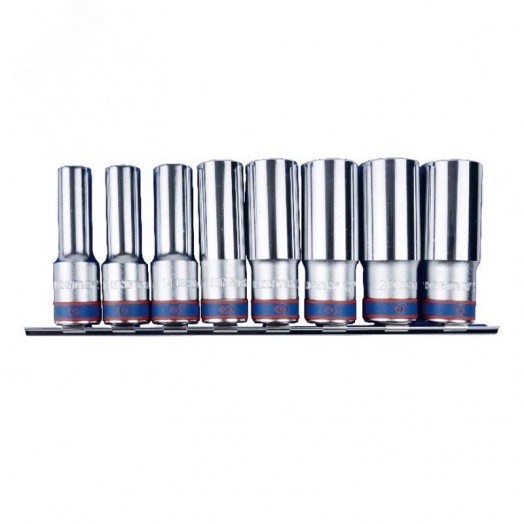 Набор глубоких торцевых головок 1/2', двенадцатигранные, 12-24 мм, 8 предметов