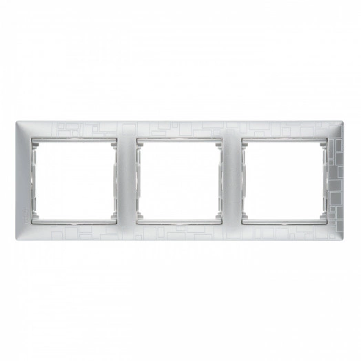 VALENA Рамка 3 поста горизонтальная алюминий модерн