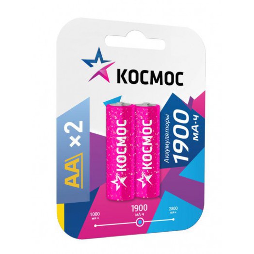 Аккумулятор AA/R6 NI-MN 1900мА.ч BP-2 (блист.2шт) Космос KOCR6NIMH(1900MAH)