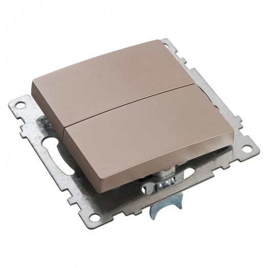 Выключатель 2-клавишный (механизм) 250В, 10А, серия Катрин, шампань Stekker