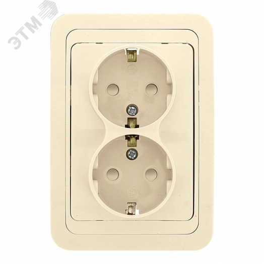 Розетка Лондон 2-местная с заземлением 16А бежевая с защитными шторками