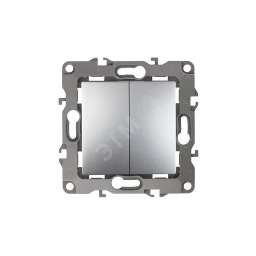 Выключатель двойной, 10АХ-250В, б.л., Эра12, алюминий,12-1004-03