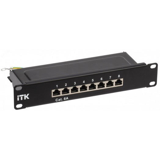 Патч-панель ITK 1U кат.6A STP 8 портов 10дюйм Dual IDC