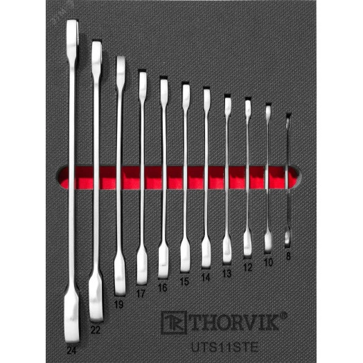 Набор ключей комбинированных трещоточных в EVA ложементе 280х375 мм, 11 предметов