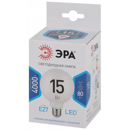 Лампа светодиодная STD LED G95-15W-4000K-E27 E27 / Е27 15Вт шар нейтральный белый свет