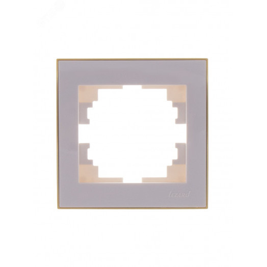 Рамка RAIN 1-ая горизонтальная белый с боковой вставкой золото