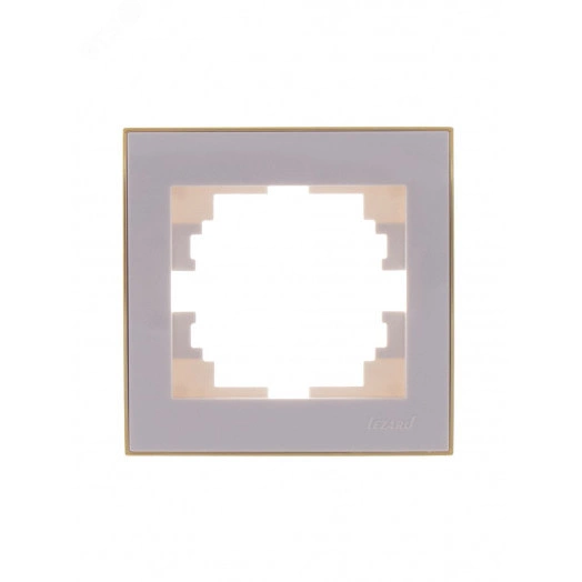 Рамка RAIN 1-ая горизонтальная белый с боковой вставкой золото