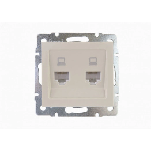 Розетка RAIN компьютерная 2-ая крем механизм