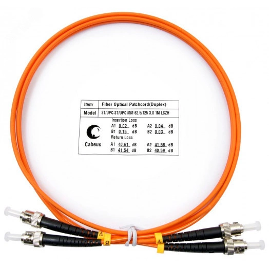 Шнур оптический duplex 1м ST-ST 62,5/125 mm  LSZH FOP-62-ST-ST-1m