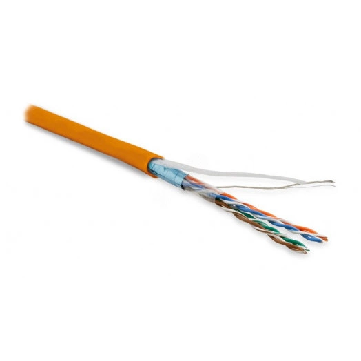 Кабель витая пара, экранированная F/UTP, категория 5e, 4 пары (26 AWG), многожильный (patch), экран - фольга, PVC, –20°C – +75°C, оранжевый (305 м)
