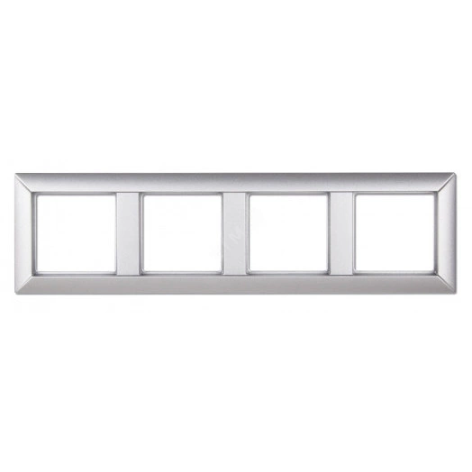 Рамка 4-местная для вертикальной и горизонтальной установки. Серия- Eco Profi. Материал- термопласт. Цвет- алюминий (крашеный)