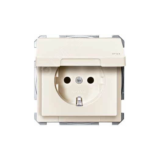 Механизм розетки Schuko с крышкой бежевый