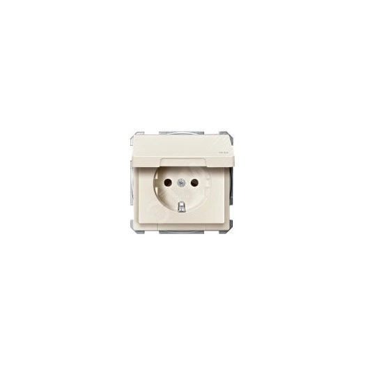 Механизм розетки Schuko с крышкой бежевый