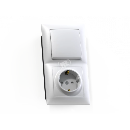 СЕЛЕНА  Блок Выключатель 10А/ розетка с заземлением со шторками 16А БКВР-414 скрытый белый