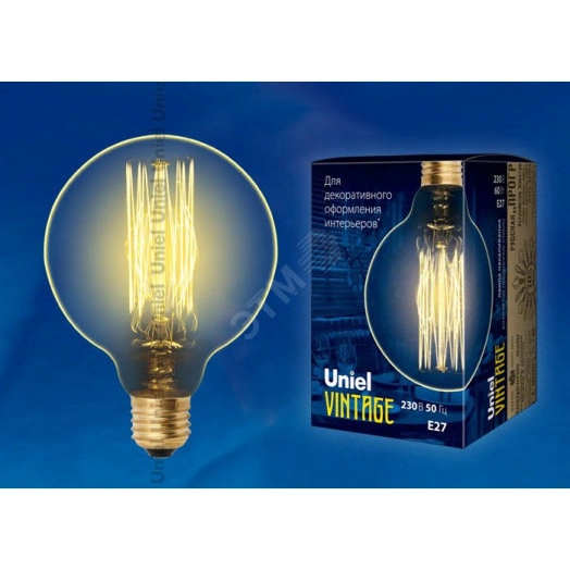 Лампа накаливания декоративная ДШ 60 вт 300 Лм E27 Vintage IL-V-G80-60/GOLDEN/E27 VW01 Uniel