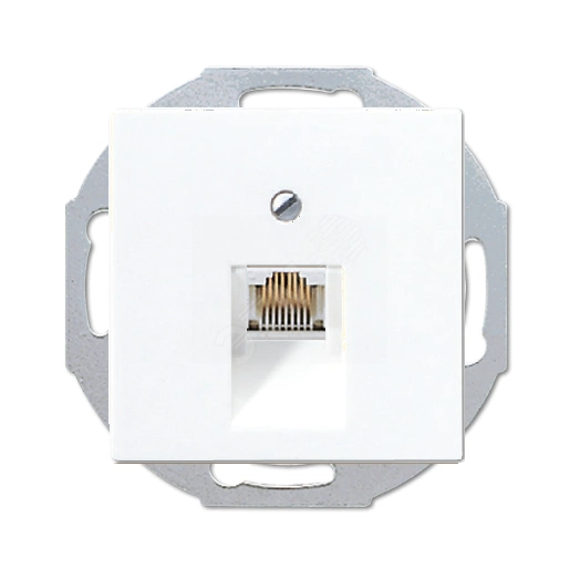 ECO Розетка UAE универсальная телефонная  компьютерная  8-ми полюсная 3 категория на один терминал, с накладкой, белая