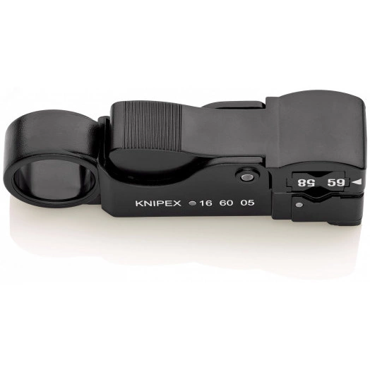 Стриппер для коаксиального кабеля для удаления наружной оболочки экрана и изоляции за один рабочий ход 3 ножа зачистка: RG 58 59 + 62 L-105 мм корпус из противоударного пластика блистер KN-166005SB