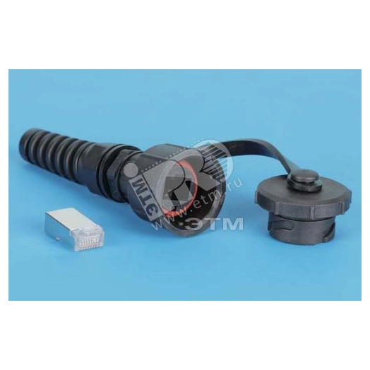 Промышленный разъем RJ-45 (8P8C) под витую пару IP67 категория 5e с защитной крышкой