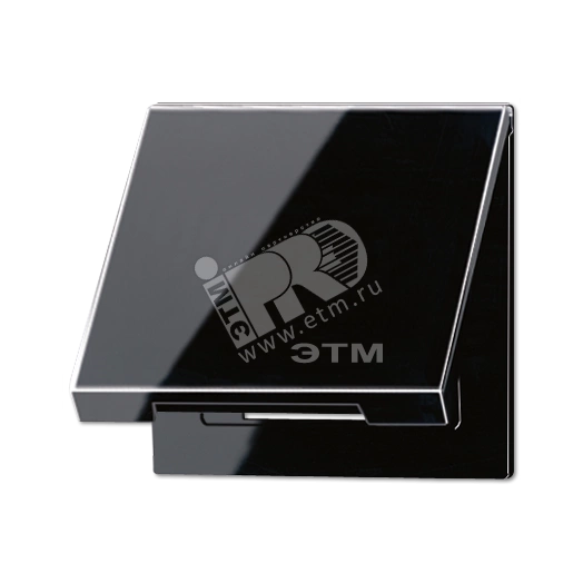 Крышка откидная для штепсельных розеток с платой 50?50 мм  черная