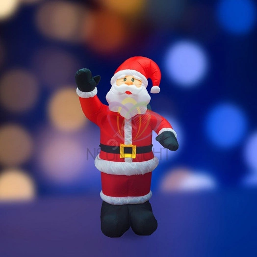 Фигура 3D надувная Дед мороз приветствует 150см внутренняя подсветка 4 лампы компрессор с адаптером 12х44