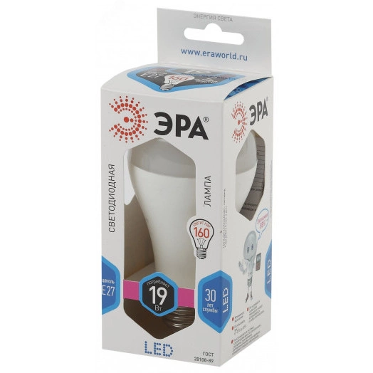 Лампа светодиодная LED A65-19W-840-E27 (диод  груша  19 Вт  нейтр  E27) (10/100/1500) ЭРА