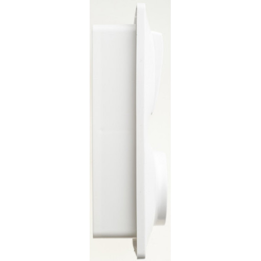 Блок: розетка с заземлением со шторками + выключатель двухклавишный с подсветкой белый