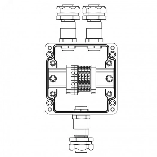 Взрывозащищенная клеммная коробка GRP TBE-P-03-(2xCBC.2-2xCBC.2(i)-2xTEO.2)-2xKAEPM2MHK-20(A)-1xKAEPM2MHK-20(C)1Ex e IIC Т5 Gb / Ex tb IIIC T95°C Db IP66