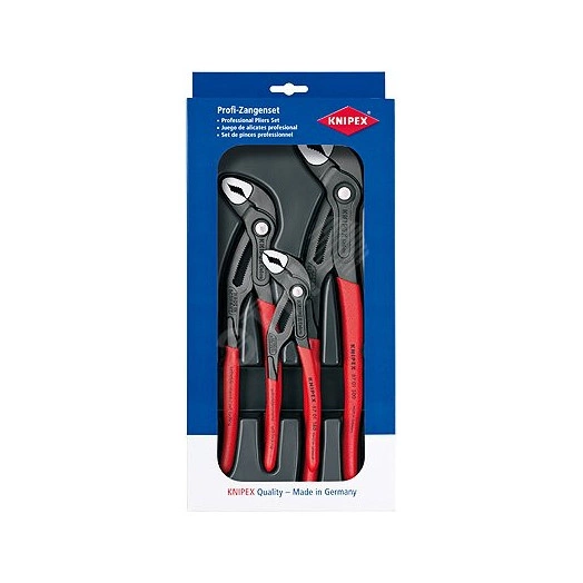 Набор COBRA клещей переставныеавных в ложементе 3 предмета комплектация 8701xx клещи переставныеавные 180 мм 250 мм и 300 мм чёрные обливные рукоятки KN-002009V02