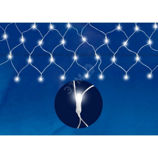 Сетка светодиодная 240 светодиодов 2.5х2 м белая IP20 провод прозрачный ULD-N2520-240/STA WHITE IP20