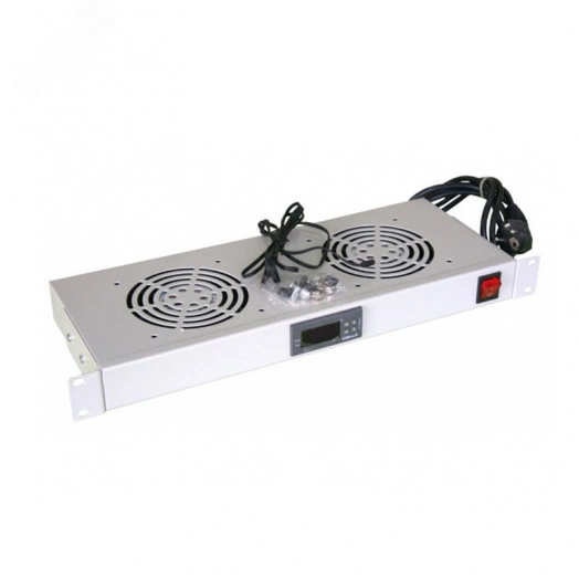 Модуль вентиляторный 19 с термостатом 1U с 2-мя вентиляторами