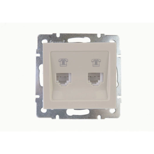 Розетка RAIN телефонная 2-ая евро крем механизм