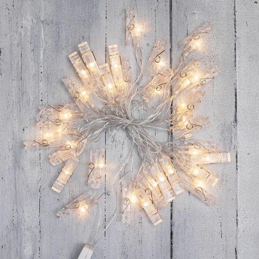 Гирлянда светодиодная Прищепки 30 LED, 5 м, теплыйбелый