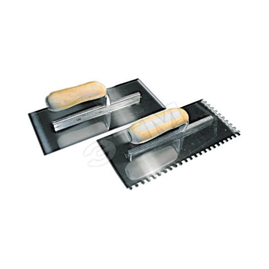 Гладилка нержавеющая с деревянной ручкой Профи плоская 280х130 мм