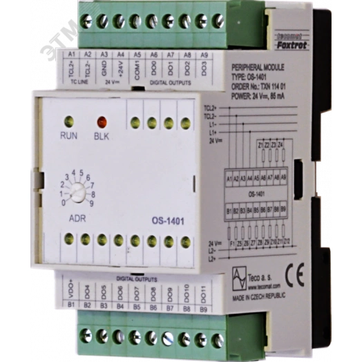 Модуль дискретных выходов OS-1401 OS-1401,12xDO 24 VDC, общая клемма, 8x0.5A, 4x 2A GO
