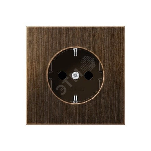 Штепсельная розетка SCHUKO одинарная, с заземлением, без шторок, 16A, 250В  (механизм + накладка, без рамки). Серия LS990  Материал- металл  античная латунь