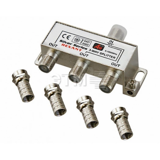 Делитель ТВ х 3 + 4шт. F  BOX 5-1000 МГц Silver