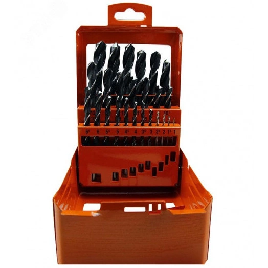 Набор сверл по металлу из 25 шт. 1-13 мм Р6М5 металлический кейс