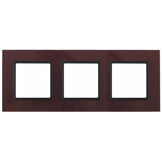 Рамка на 3 поста, стекло, Эра Elegance, бордо+антр, 14-5103-25